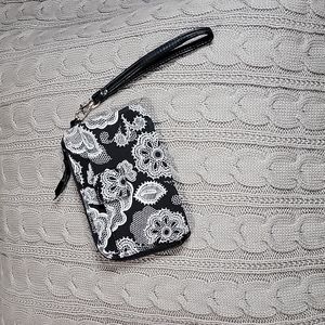 Thirty-One Black and White Floral Wristlet